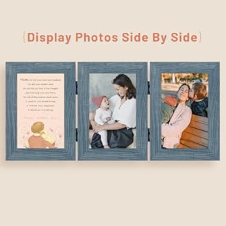 Golden State Art, 4x6 Three Picture Frame Trifold Hinged Photo Frame with 3 Openings, Desk Top Family Picture Collage, with Real Glass (4x6 Triple, Blue, 2-Pack)