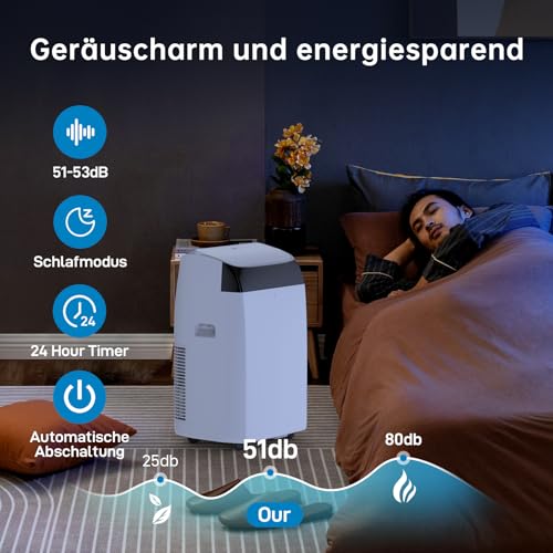 Acekool Air Conditioner, 4-In-1 Portable Air Conditioner 12000 Btu With Sleep Mode, Cooling & Fan With 2 Speed, Dehumidifier, Conditioning Unit With 24 Hour Timer Indow Kits for Home Rooms & Office - Image 3