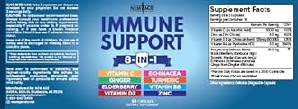 New Age 8 in 1 Immune Support Booster Supplement with Echinacea, Vitamin C and Zinc 50mg, Vitamin D 5000 IU, Turmeric Curcumin & Ginger, B6, Elderberry 120 Count (Pack of 2)