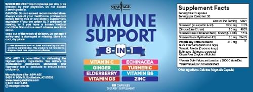 8 in 1 Immune Support Booster Supplement with Echinacea, Vitamin C and Zinc 50mg, Vitamin D 5000 IU, Turmeric Curcumin & Ginger, B6, Elderberry 60 Count (Pack of 1) - Image 9