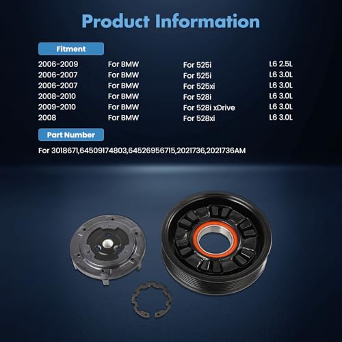 Image of ECCPP A /C Compressor Clutch 2009-2011 Fit for BMW Z4 2.5L