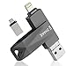 Produktbild USB Stick 32GB für iPhone Externer Speicher Speichererweiterung USB 3.0 Flash Drive Kompatibel für Apple iOS iPhone iPod iPad Handy OTG USB C Andriod Computer Mac Laptop PC ZHAKE Grau