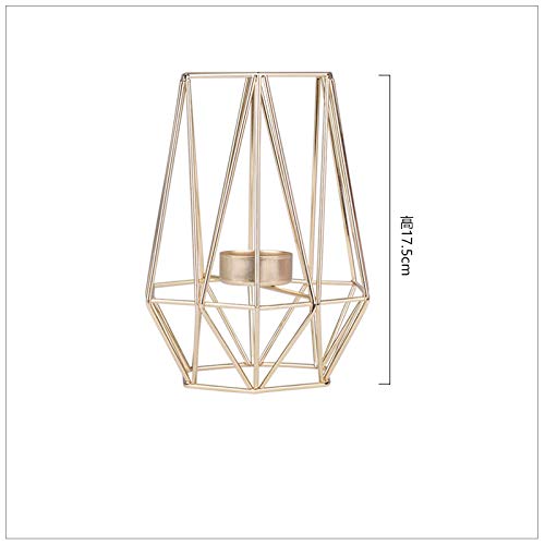 Metal Geometric Design Tea Light Votive Candle Holders, Geometric Shapes Iron Hollow Tealight Candle Holders For Vintage Wedding Home Decoration (Typ 2, Gold, Large) #TOP1