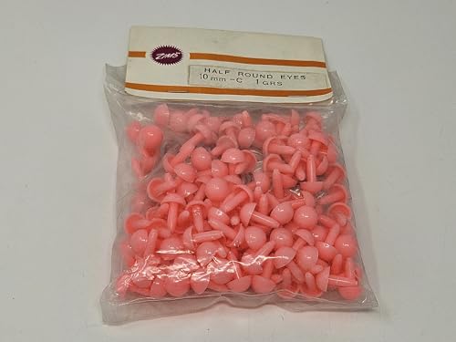 Generic 10mm Half Round Plastic Safety Eyes or Noses for Craft Amigurumi Dolls or Puppets (Bulk Pack of 144) (Pink), HDRE-10-Bulk