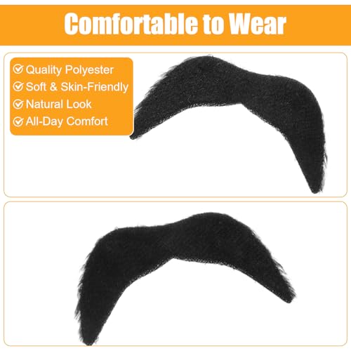 24 Stück Schnurrbart zum Ankleben,Fake Bart,Schwarz Künstlicher Schnauzer zum Ankleben,Realistische Schnurrbart für Kostümpartys, Halloween, Weihnachtsfeier Geburtstag und Partei