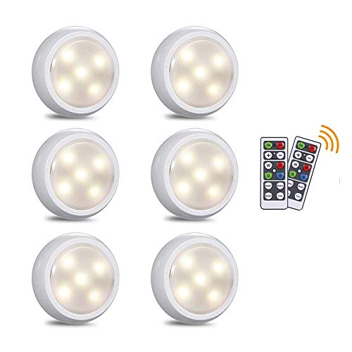 Bajo luces del gabinete RGBW Regulable LED Inalámbrico Alimentado por batería Ambiente de carga USB Luz nocturna con control remoto y función de regulación Paquete de 6 para armario de cocina Armario Cover