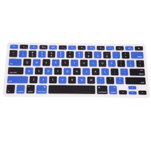 HDE Ultra Thin Silicone Rubber Keyboard Skin Cover for Macbook Pro Non Retina 13/15/17 (Blue and Black Checkered)