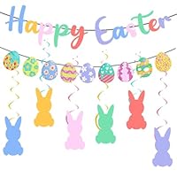 deko zum Aufhängen, Osterhase & Ostereier Deko, Osterhase Ostereier, Premium Wiederverwendbare Osterdeko, Ostergirlande, Osterhasen