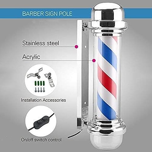 Lampe LED pour barbier rotative à rayures bleu blanc rouge - 2
