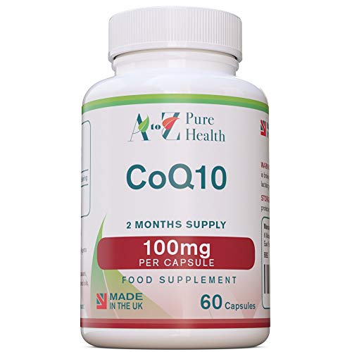 A to Z Pure Health CoQ10 100mg | Co Enzyme Q10 60 Capsules (2 Months Supply) | Support for Cardiovascular Health & Immune System | Made in The UK