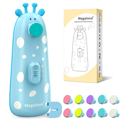 Baby Nail Trimmer Electric Baby Nail File Safe Baby Nail Clippers with Light 10 Grinding Heads Queit Baby Nail Polish Grooming Kit for Newborn Infant Toddler Toes Fingernails Care – Blue