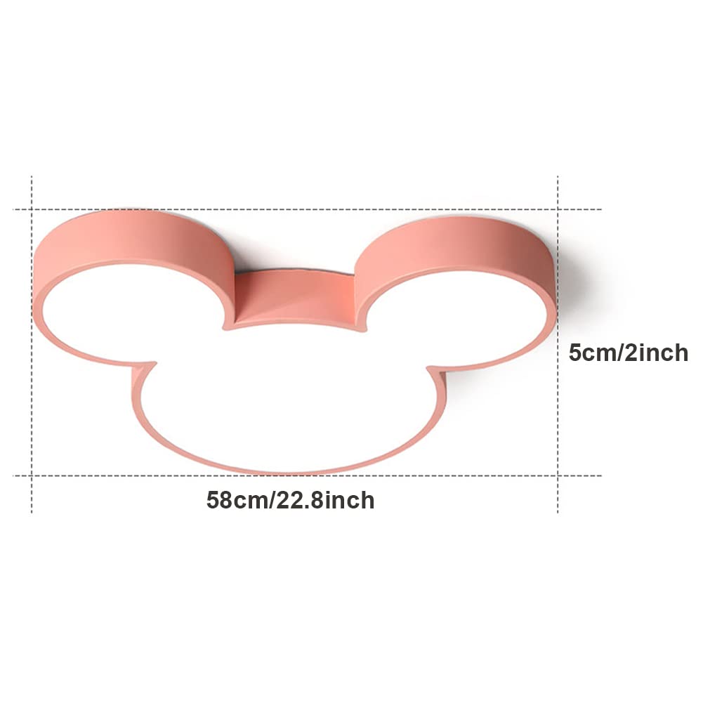 Cartoon Mouse Dimmerabile Plafoniera a LED Lampada da soffitto in Acrilico Dimming Illuminazione Decorativa Ferro da Incasso Lampada da soffitto Camera dei Bambini Studio della (Rosa)
