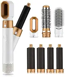 Kit 5 em 1 Secador Modelador Escova de Cabelo Alisadora Elétrica 110V (Branco, Dourado E Preto, 127V)
