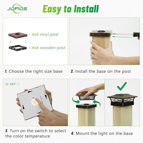 Solar Post Cap Lights Outdoor 12pack, Waterproof Solar Powered Deck Fence Post Lights for 4x4 Wood/Vinyl Posts, Solar Outdoor LED Light with Cool/Warm Lighting Decorate Garden Patio Porch… by JOFIOS - Image 7