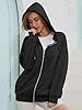 Colisha Womens Zip Up Hoodies Fleece Jackets Casual Loose Plain Winter Warm Sweatshirts Outfits Coat with Pocket Black L #2