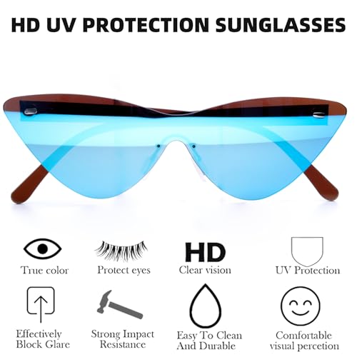 ICARA Women's Vintage Rimless Cat Eye Y2K Sunglasses - Fashionable Frameless UV400 Eyewear for Travel & Style2