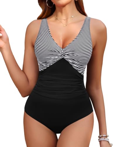 Image of Holipick Women Tummy Control One Piece Swimsuit - Push Up Bathing Suit Full Coverage Slimming Swimwear
