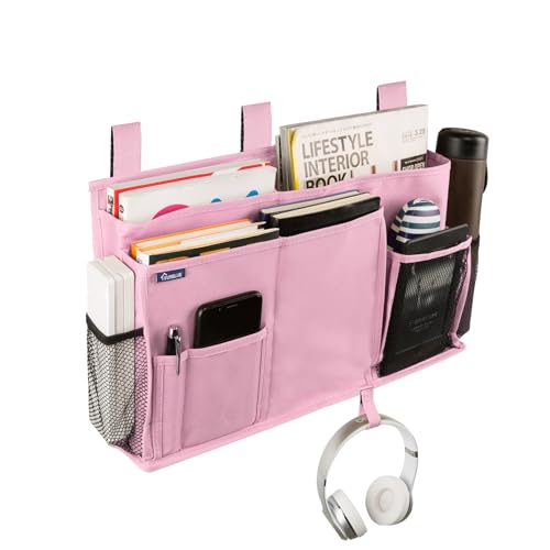 Image of Surblue Caddy Hanging Organizer Bedside Storage Bag for Bunk and Hospital Beds (Pink)