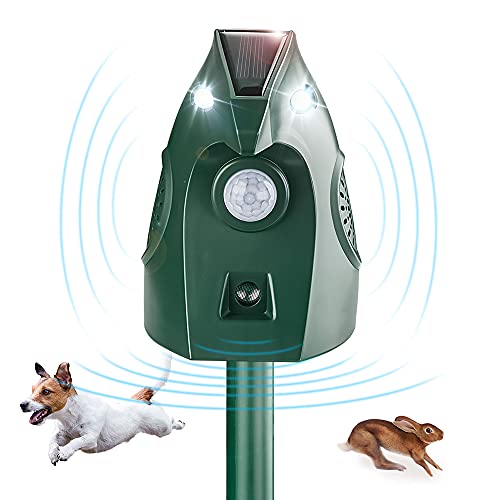 Katzenschreck für Garten, 2 Modi Katzenschreck Ultraschall mit Blinklicht, Solarbetriebene Katzenabwehr und Marderschreck, Automatisch Wasserdicht Tiervertreiber für Katzen, Tauben, Kaninchen