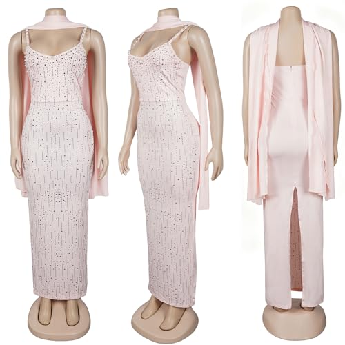 Image of PORRCEY Women's Sexy Elegant Rhinestone Bodycon Dress Hot Drilling Clubwear