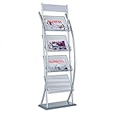 Flyerständer mit 4 Fächern Pureday Prospektständer 4 Körbe Aluminium ca. B45,5 x T29,5 x H150