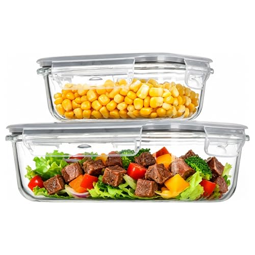 Image of Vtopmart Glass Food Storage Containers, 35oz + 12.5oz with Lids