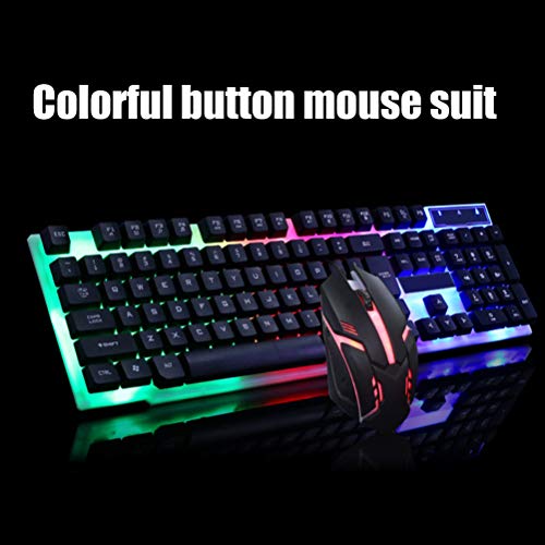 Image of Sanpyl LED Backlit Gaming Keyboard and Mouse Combo, for PC Desktop Laptop, Colorful Glowing Mouse and Fast Response Velocity (Black)