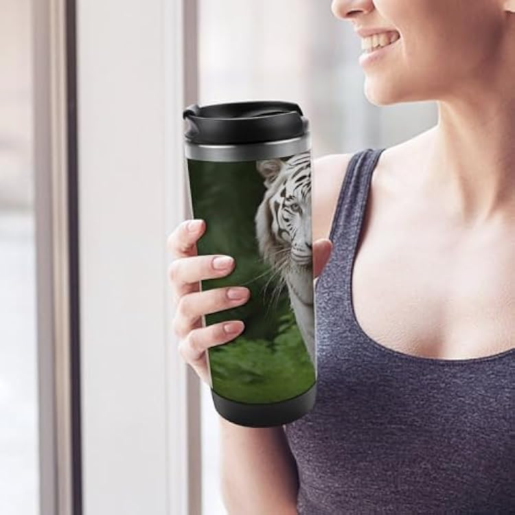 vacuum flask Cup White Bengal Tiger Printed Premium Stainless Steel Vacuum Insulated Water Bottle for Hot Cold Drinks Gym Office