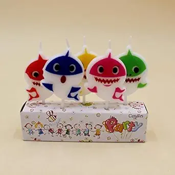 PartyToko Fish Theme Birthday Candle for Shark Theme Party - Pack of 5