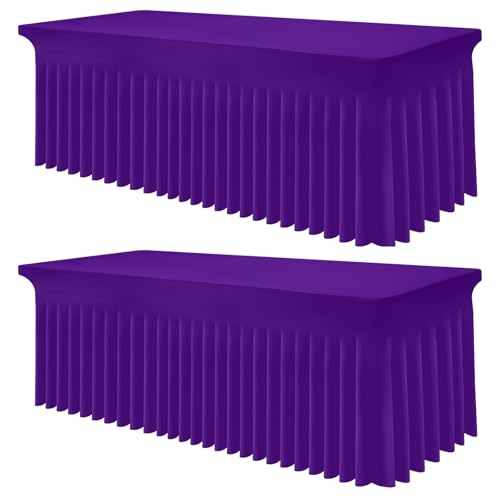 Image of Smiry 2 Pack Spandex Elastic Fitted Table Cloth Skirt for 6FT Table