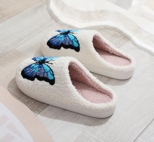 Image of LNERIP Slippers Winter Womens Mens Fluffy Plush Slippers Animals Cute Cartoon House Slippers Cuddly Warm Shoes Indoor Outdoor Girls Women