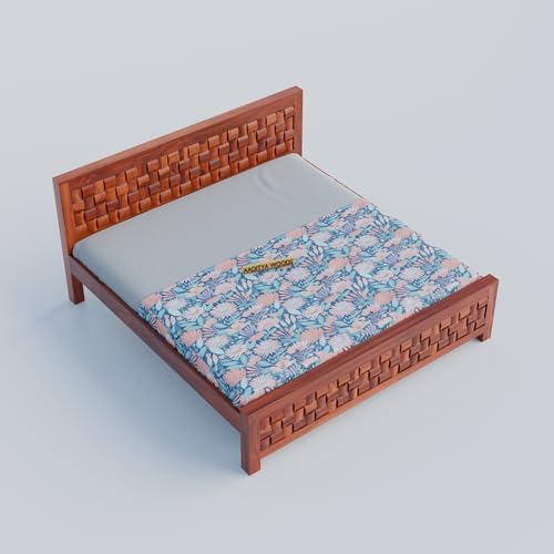 Image of AADITYA WOODS Solid Sheesham Wood Queen Size Bed Cot Without Storage | Wooden Bed for Bedroom | Multipurpose Use Cot Palang Diwan (Honey q4, Queen) (82x62x40 Inch)