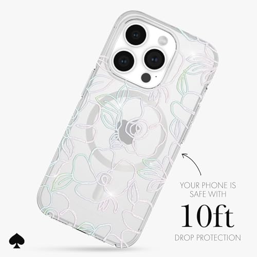Coque iPhone 15 Pro MagSafe Kate Spade Fleur Argentée chic - 3
