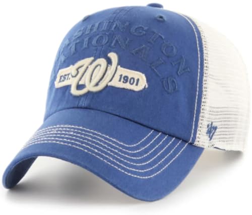 47 MLB Riverbank Mesh Clean Up Adjustable Hat Adult One Size Fits All (US Alpha One Size Washington Nationals)