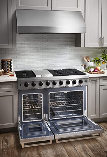 Thor Kitchen 48 In. Double Oven Freestanding Gas Range Lrg4807Ulp With 6.8 Cu. Ft. Oven, 6 Burners, 1 Griddle + Lp Conversion Kit, Storage Drawer, Cast Iron Grate In Stainless Steel #TOP6