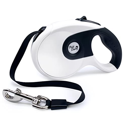 Puki Diary Correa retráctil para perro de 16 pies, resistente y extensible para perros de hasta 30 libras, cinta de nailon fuerte, 360° sin enredos, freno y bloqueo con una sola mano Cover