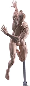 1/12 Scale Male Action Figure, 6inch Flexible Muscular Strong Joint Anime Body Pale Skin Figure with Head Sculpt Miniature Body Doll Collection
