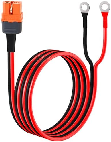 5FT XT60i to O Ring Terminal Cable, XT60i Female to O Ring Connector, Protective XT60i-F Extension Cable, 10 AWG Solar to XT60 Charge Extension Cable for Portable Power Station Solar Generator