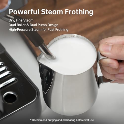 Tjean Barista Senso,Dual Boiler Bean to Cup Coffee Machine with Smart-Tamping,Built-in Burr Grinder Espresso,Latte & Cappuccino Coffee Machine with Manual Milk Frother (Gray Gold) - Image 6