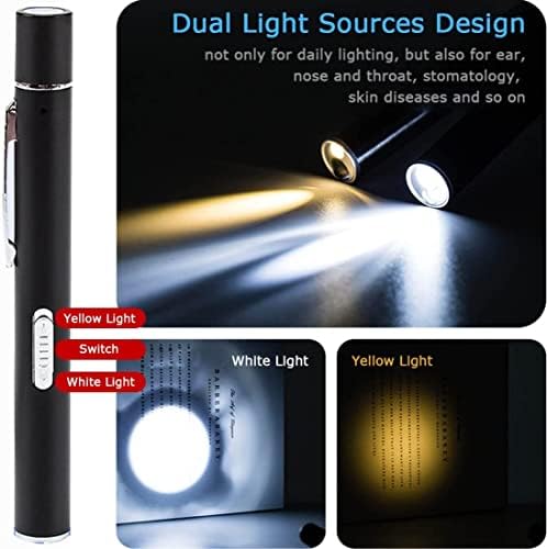 Exeton - Pen Torch Reusable, Diagnostic Medical Penlight USB Rechargeable LED Pen Ligh for Nurses Students Doctors, Mini Flashlight with Dual LED Bulbs, Magnetic Cap, Pocket Clip (Black)