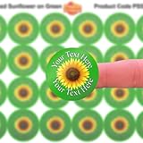 144 Personalised Sunflowers on Green 30 mm Glossy Stickers Crafting Gift Packaging Seal Labels - Image 3