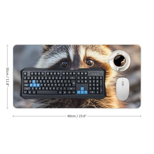 Desk Pad Protector 24x12 Inch Extended Cute Raccoon miniatura 2