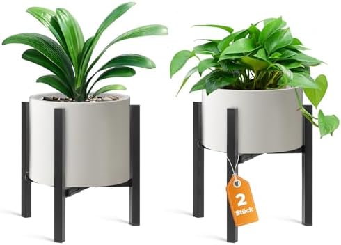 AZADESJET Pflanzenständer 2er Set, verstellbarer Blumenständer, moderner Metall Blumenhocker und stabiler Pflanzenhocker, robust für Innen & Außenbereich, passend für 20–30 cm Blum