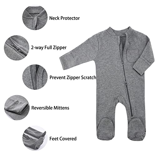 Baby Kids Sleep And Play Baby Cotton Sleeper Zip Front Footed Pajamas 0-12 Month (Grey, 12 Months) #TOP1