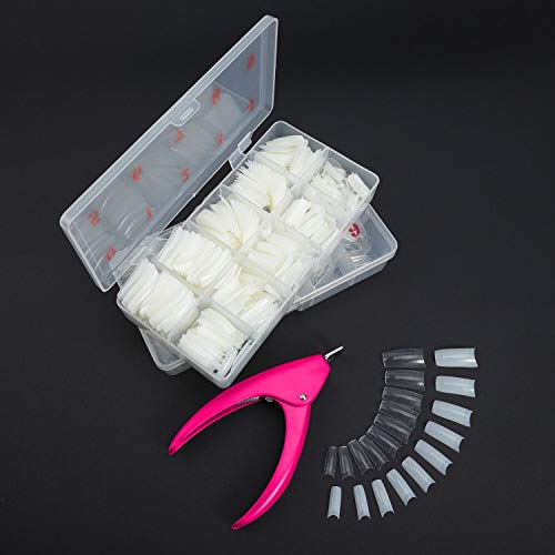 1000PCS Acrylic Nail Tips French Fake Nails Nail Tips Natural Half Cover False Nail Tips with Nail Clipper and Storage Case (1000PCS French Nail Tips)