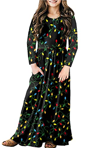 Image of Deerose Girls Maxi Dress Short Sleeve Casual Long Dresses with Pockets 5-14 Years