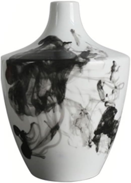 Vase Modern Chinese Ink Ceramic Vase Home Living Room Entrance Flower Arrangement Desktop Decoration Study Zen Decoration Suitable for Dining and Living Room Home decoratio