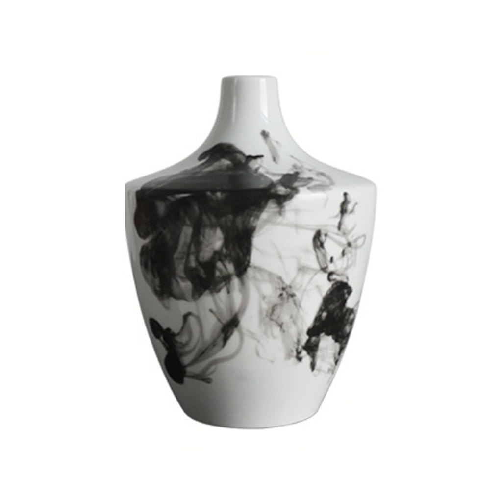 Bzgpmfud One Color Vase Desktop Flower Modern Chinese Ink Ceramic Living Room Entrance Arrangement Desktop Decoration Study Zen