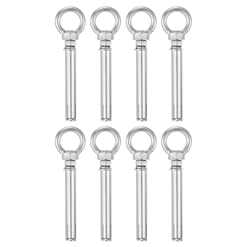 Image of uxcell Ring Lifting Expansion Eyebolt, 8pcs M6x80mm 304 Stainless Steel Expansion Screw with Eye Ring for Concrete Brick Wall