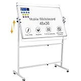 Whiteboard with Stand 48 X 36, Mobile Magnetic White Board Dry Erase Board with Stand, Height Adjust